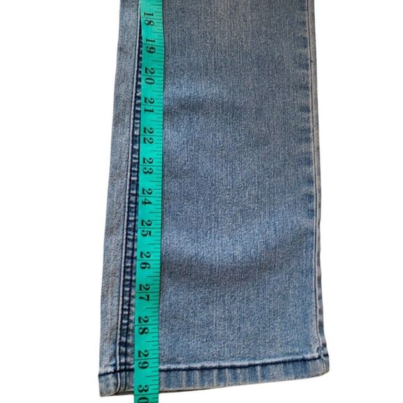 Maternity Jeans Below The Bump Stretch Band Faded Denim Flare Legs Sz M - Picture 8 of 11
